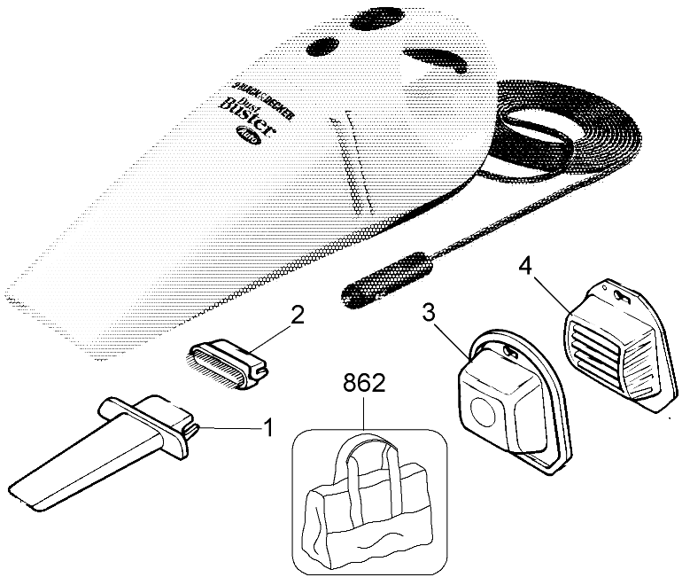 Default Diagram and Parts List for AV1200-AR Type 1 Black and Decker Leaf Blower / Vacuum